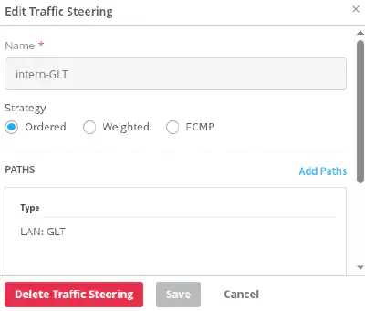 Traffic Steering Regel für das GLT Netzwerk