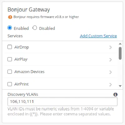 Konfiguratio Bonjour Gateway