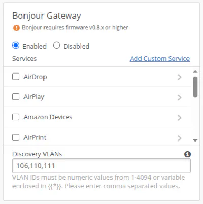 Konfiguratio Bonjour Gateway